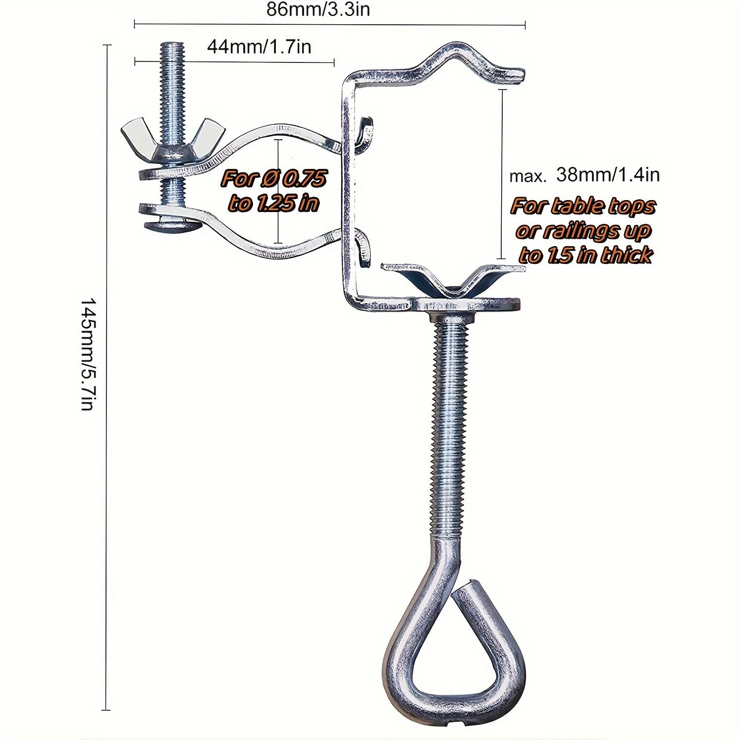 Stainless Steel Outdoor Umbrella Holder Clip for Patio Railings