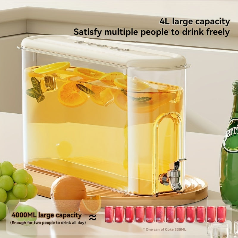 Plastic Beverage Dispenser with Spigot, Large Capacity Cold Drink Pitcher, Fruit Infuser Water Jug