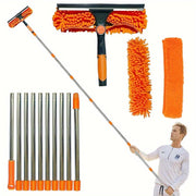 Ko'p maqsadli Chenille Mikroto'qima Deraza Tozalash To'plami - Moslashuvchan Nikel Qoplamali Po'lat Tutqich bilan - Derazalar, Devorlar va Tashqi Yuzalar uchun yumshoq, lekin samarali