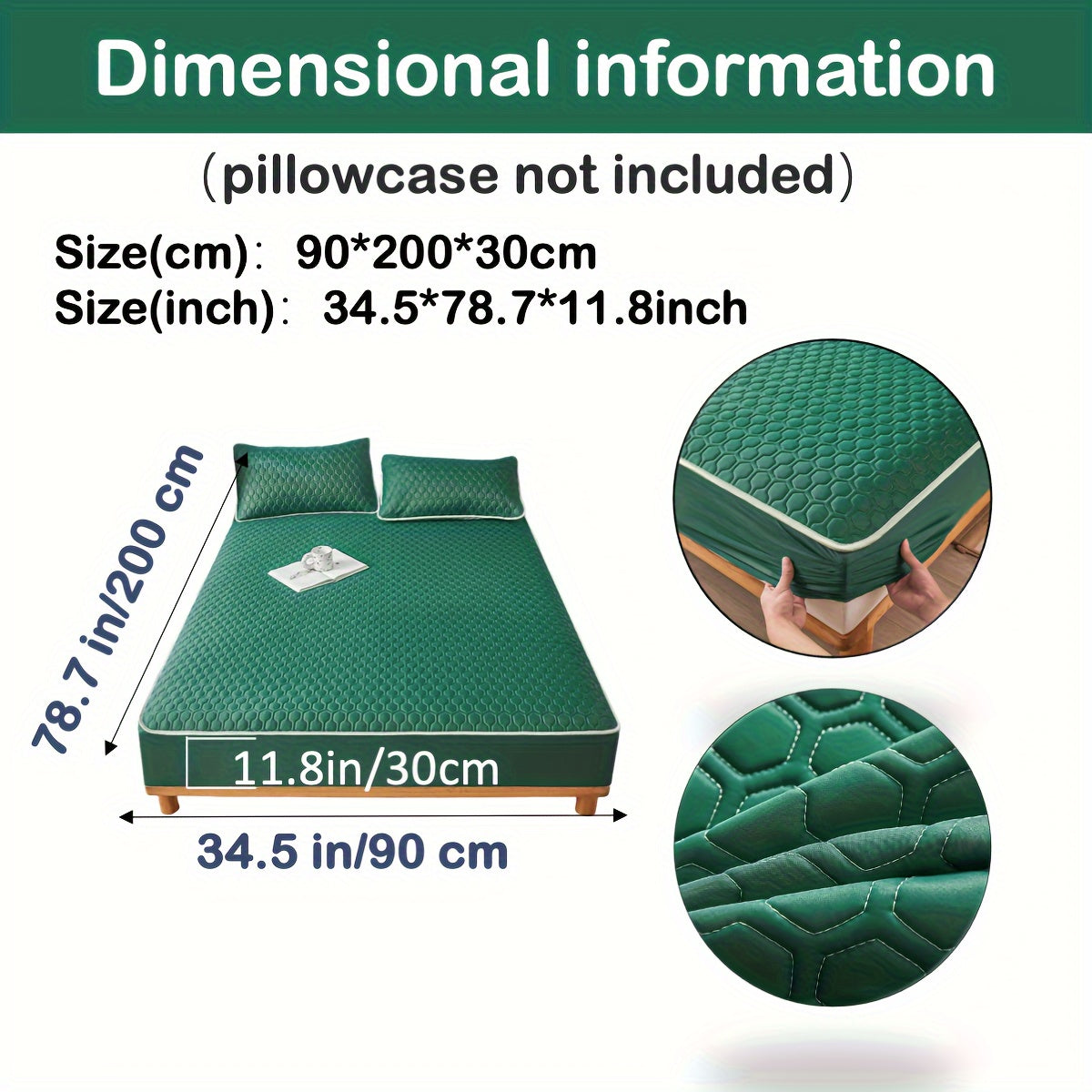 Muz his-tuyg'usi dizayni bilan Lateks Cool Matras Qoplamasi, Bir xil rang, Mashinada yuvish mumkin, Qalin tikilgan ip. Yotoqxonalarga, Talabalar yotoqxonalari, Mehmonxonalar uchun mos. Yostiq qoplamalari kiritilmagan.