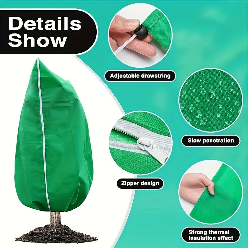 Green Plant Freeze Protection Cover with Zipper and Drawstring for Frost and Pest Safeguard