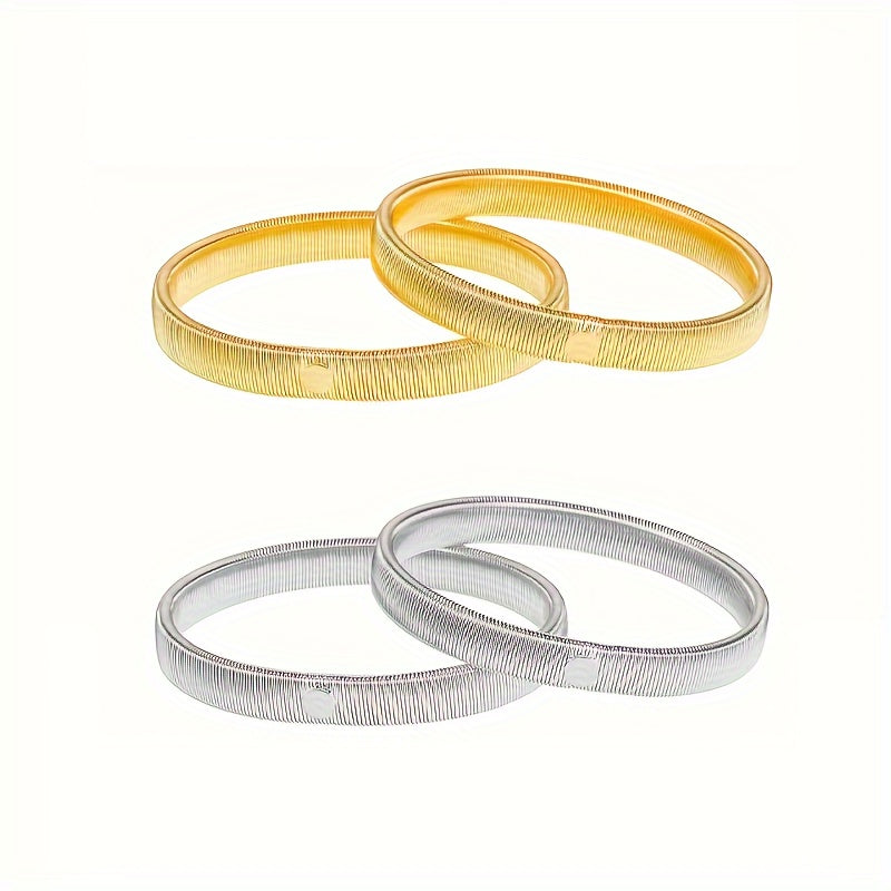 Set of 4 Non-Slip Metal Shirt Sleeve Holders Comfortable Armbands for Long Sleeves