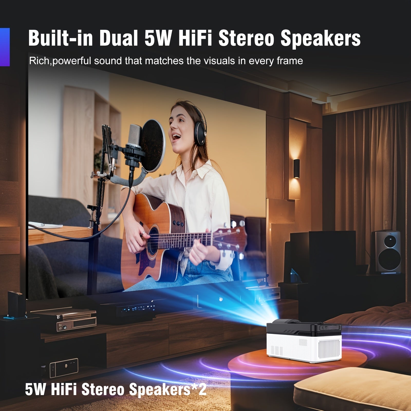 Ultra Short Throw Android 11 Projector 1080P 8K WiFi6 Auto Focus Home Theater