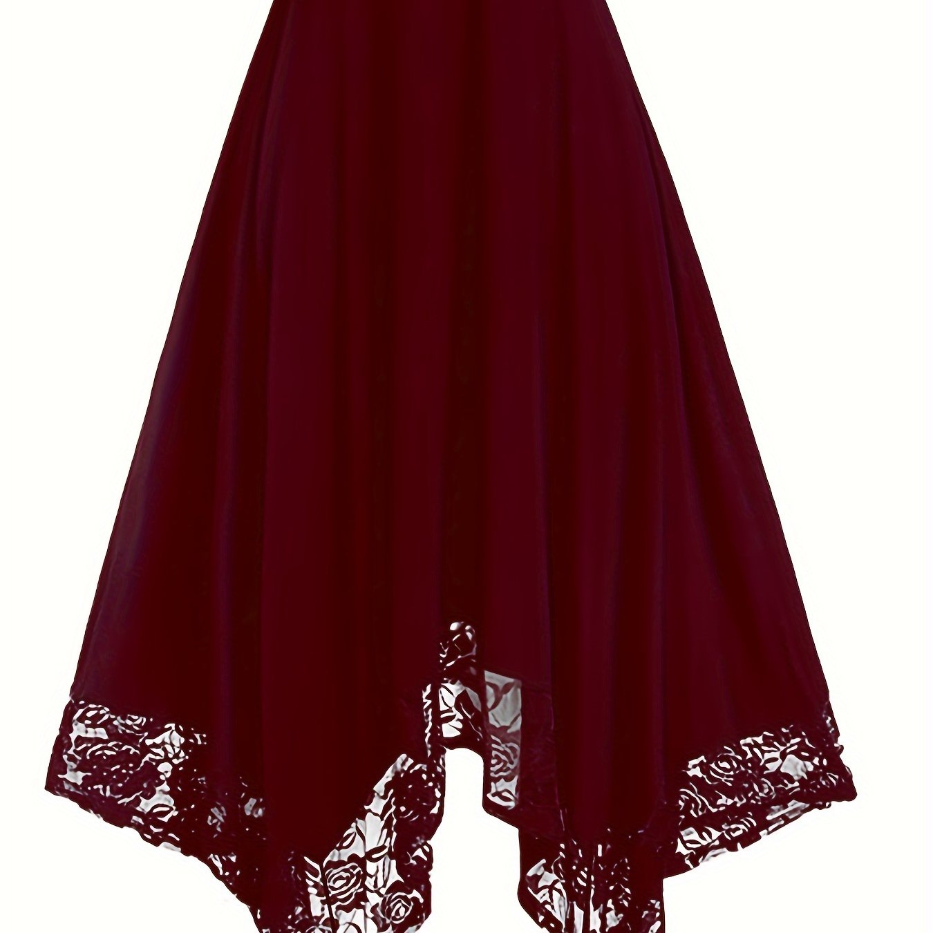 Women's Plus Size Floral Lace Stitching Swing Skirt High Waist Spring Summer