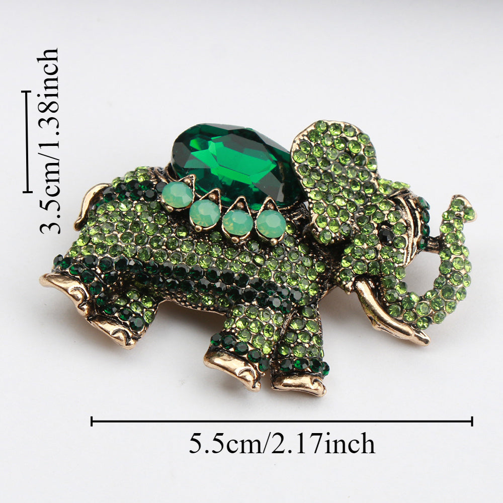 Enamel Elephant Brooch Pin with Rhinestones Cartoon Animal Jewelry for Women