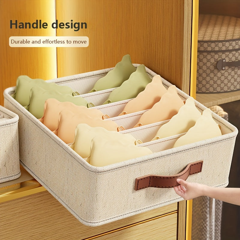 Organizador plegable de tela para almacenamiento con asas de cuero sintético para organización de armarios y cajones