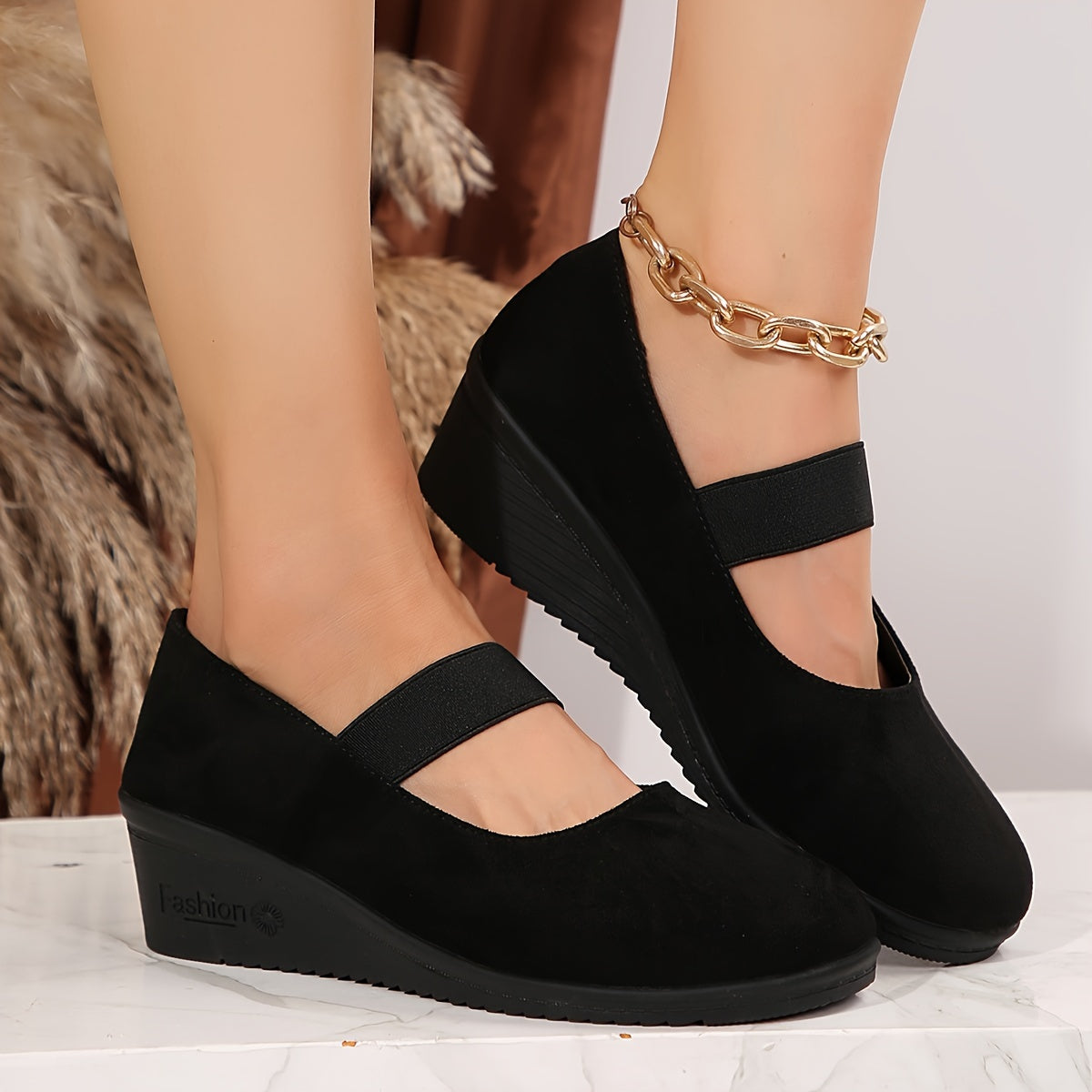 Women's Retro Wedge Shoes Leather Casual Comfortable Round Toe
