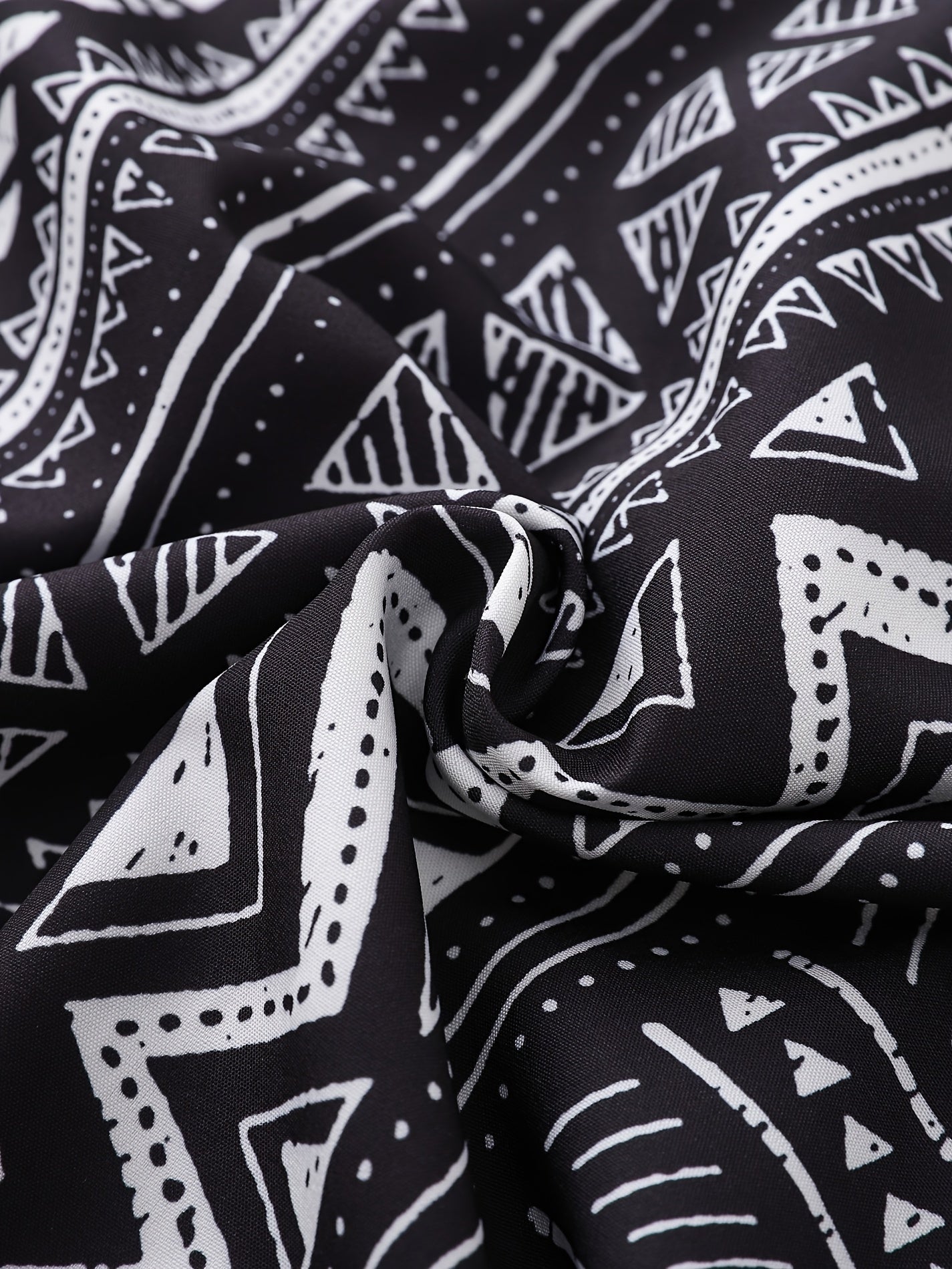 Men's Casual Cotton Blend All Over Print Patterned Shirt with Crew Neck