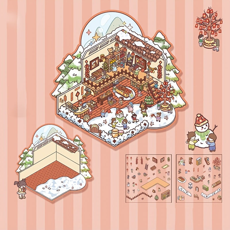 3D Наклейки для ландшафта хранения для миниатюрных сцен Маленький дом Журналинг DIY Облегчение стресса