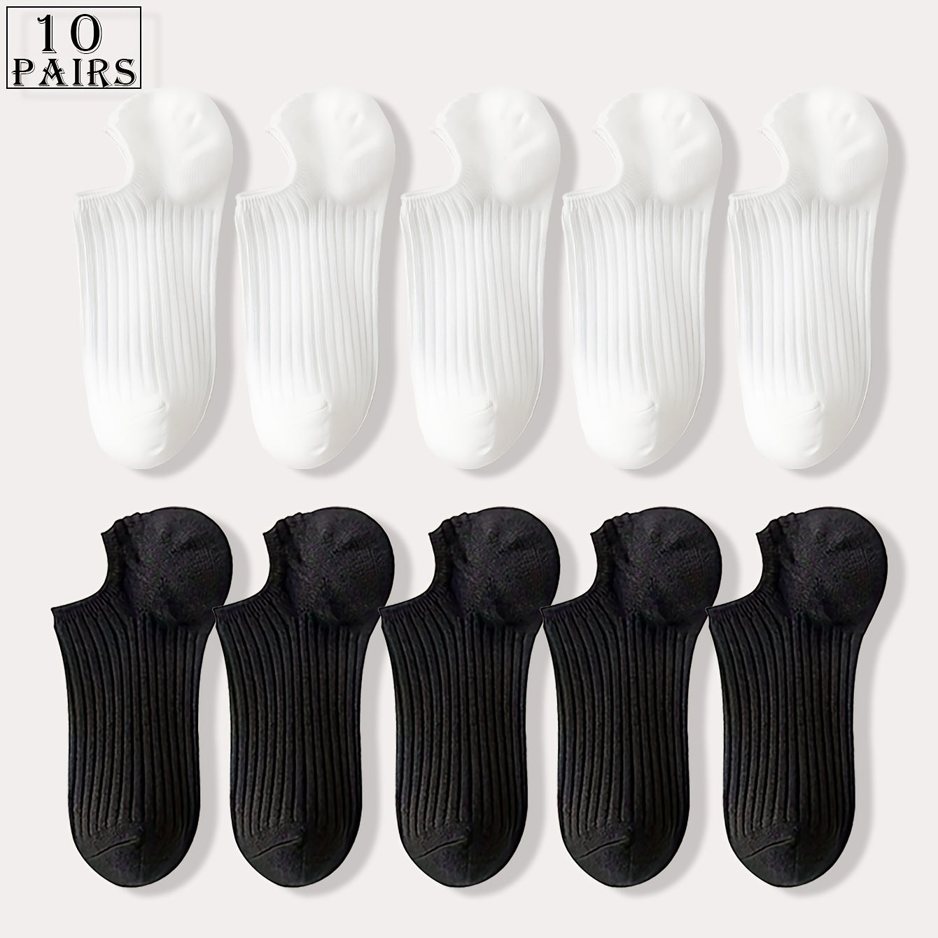 Men's Invisible Socks 5 Pairs Breathable Sweat-Resistant Anti-Odor Solid