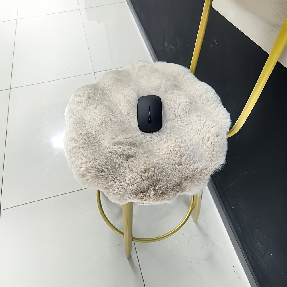 French Cream Plush Chair Cushion, 100% Polyester, Cozy Home Decor