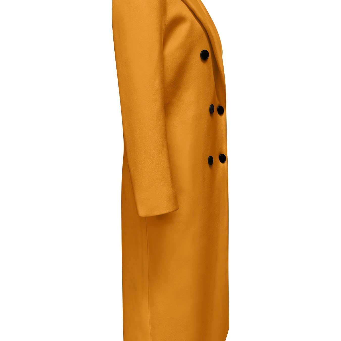 Women's Double Breasted Woven Polyester Overcoat for Fall Winter Solid Color Elegant