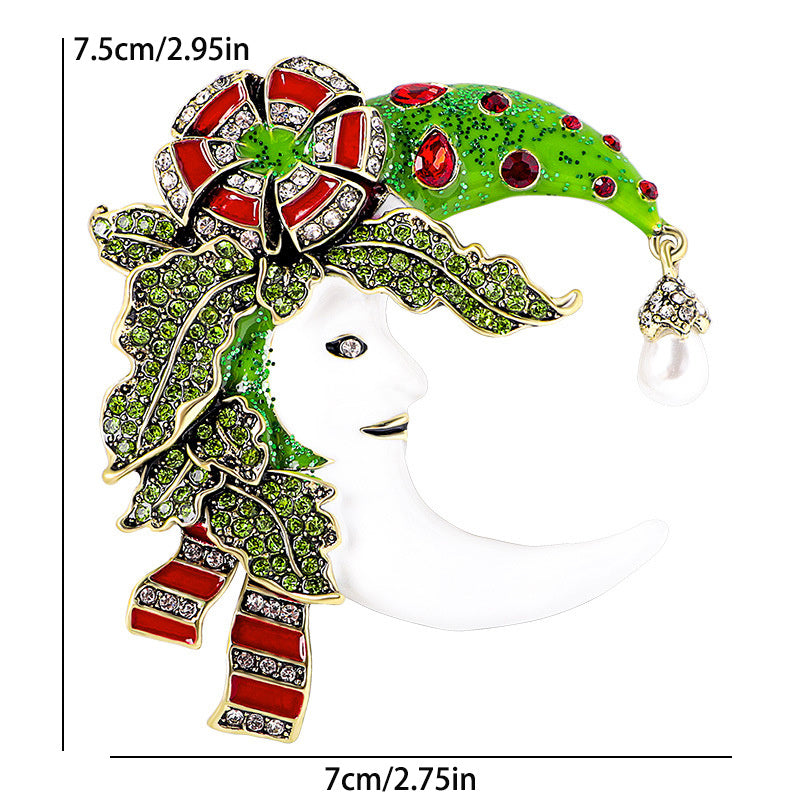 Moon Enamel Brooch for Women Irregular Shape Elegant Jewelry