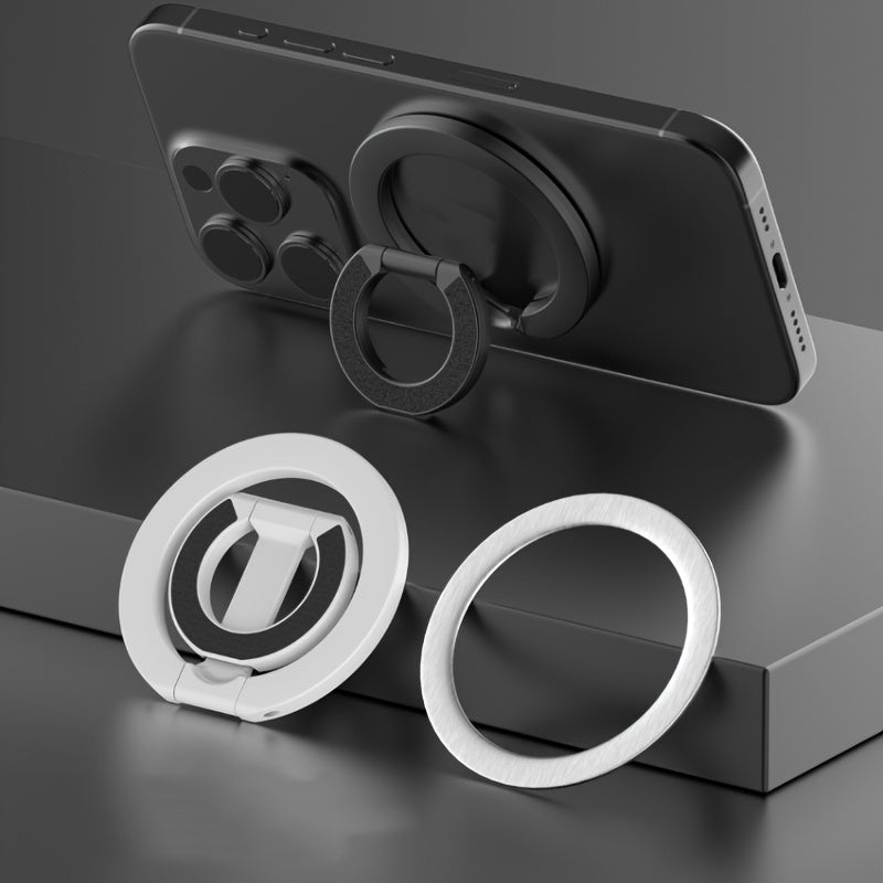Folding Phone Stand with 360° Rotation and Magnetic Ring Holder for Mobile Support