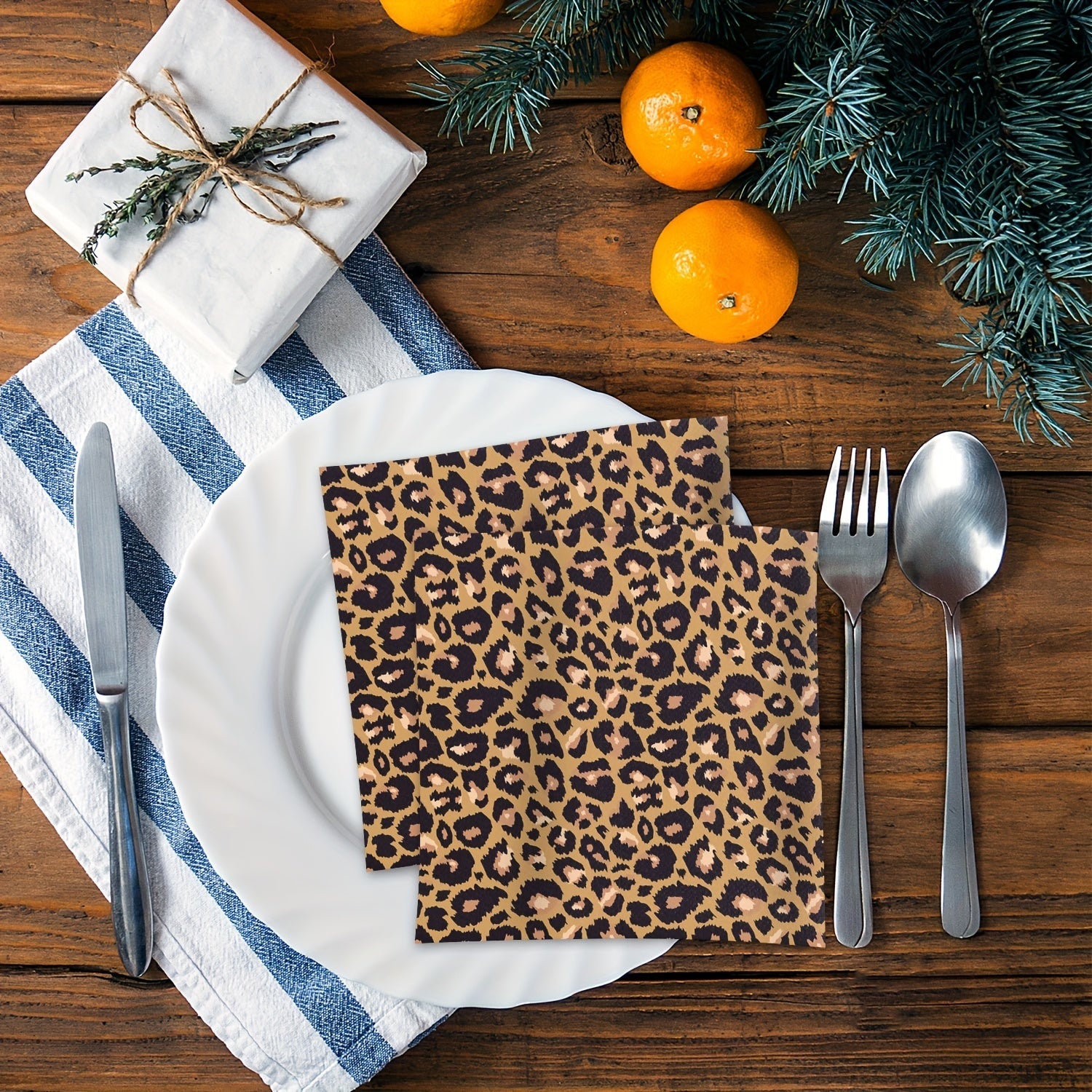 Leopard Print Party Napkins Disposable Paper Luncheon Napkins for Animal Theme