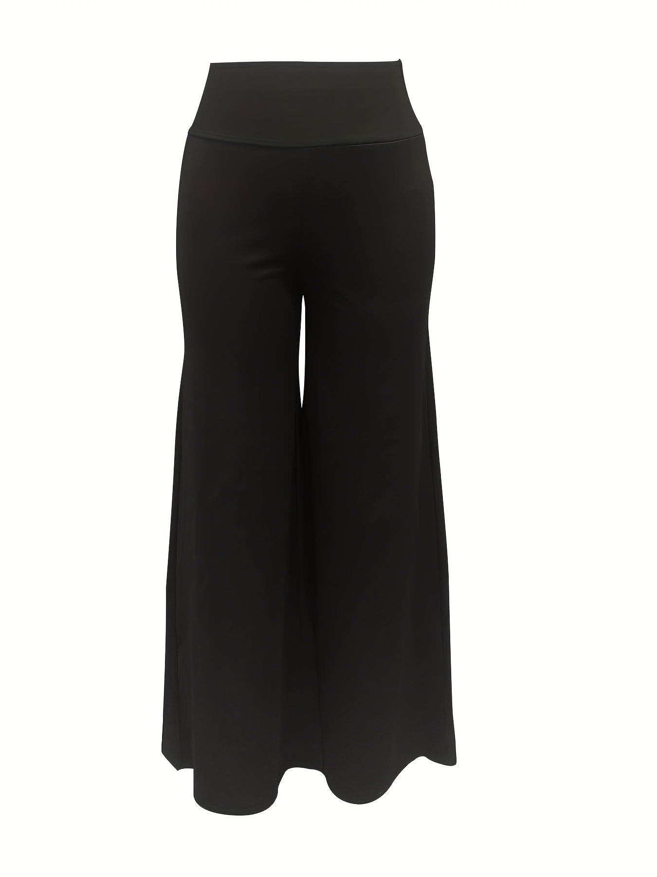 Pantalones acampanados elegantes de talla grande para mujer con cintura alta elástica y bolsillos