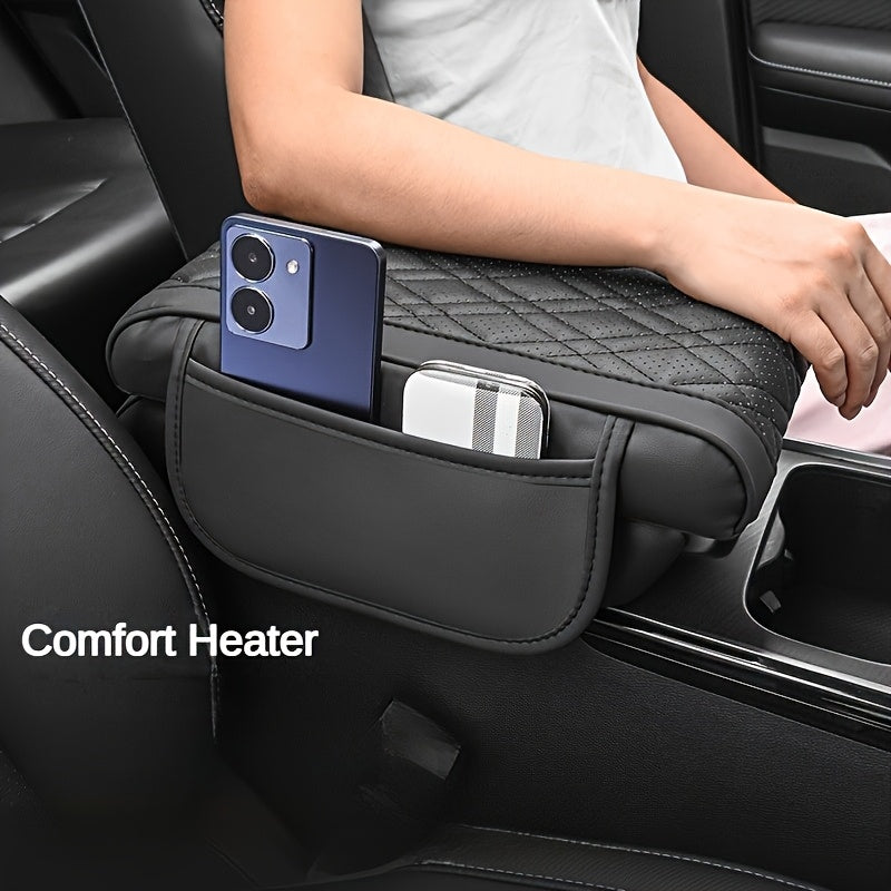 Universal PU Leather Car Center Console Pad with Phone Pocket and Elastic Sponge