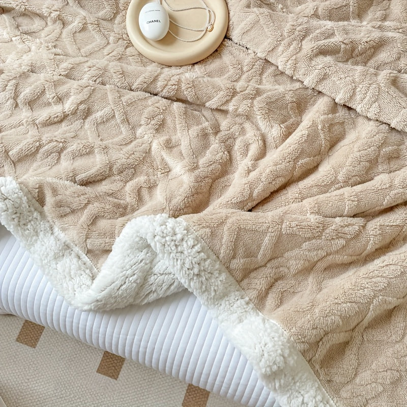 Edredón de patrón de punto grueso, manta suave y peluda para decoración del hogar
