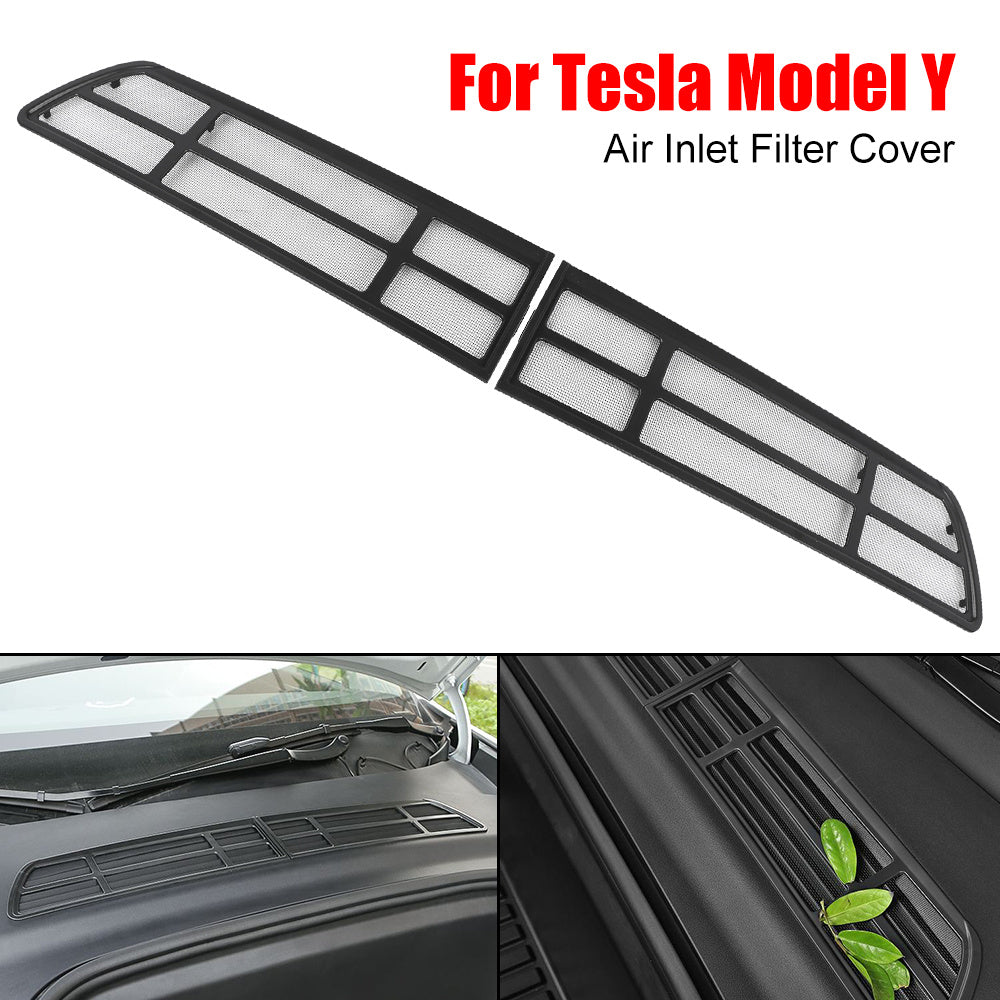 Car Model Y Air Intake Filter Cover ABS Mesh Black Easy Install