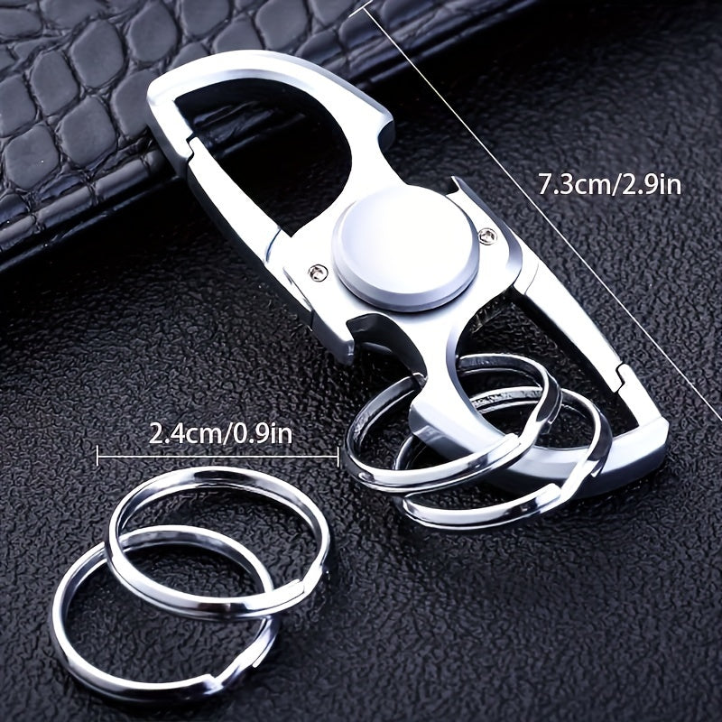 Casual Stainless Steel Key Ring with Spinning Top Gyro Design Durable Accessory