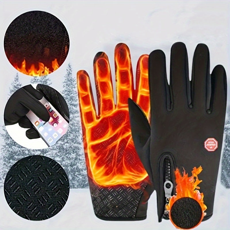 Qishki velosiped qo‘lqoplari shamol o'tkazmaydigan issiq yopishmaydigan zippersi bilan yopiladi