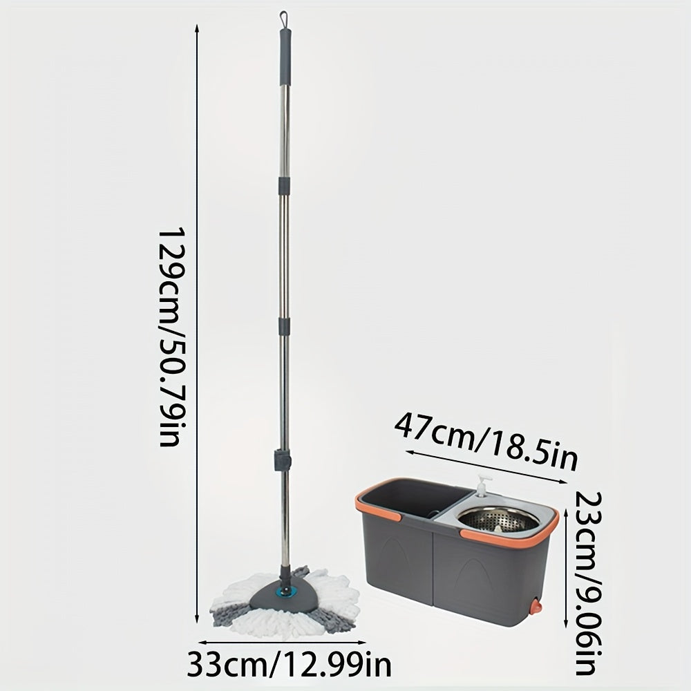 Triangle Rotating Mop Set with Square Bucket and Water Separation for Hardwood and Tile Floors