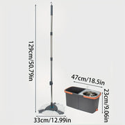 Triangle Rotating Mop Set with Square Bucket and Water Separation for Hardwood and Tile Floors