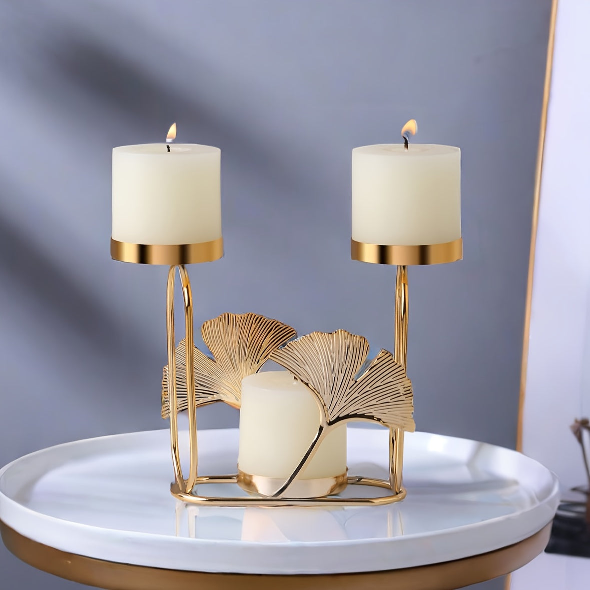 Ginkgo Leaf Candle Holder for Dinner Parties and Home Decor