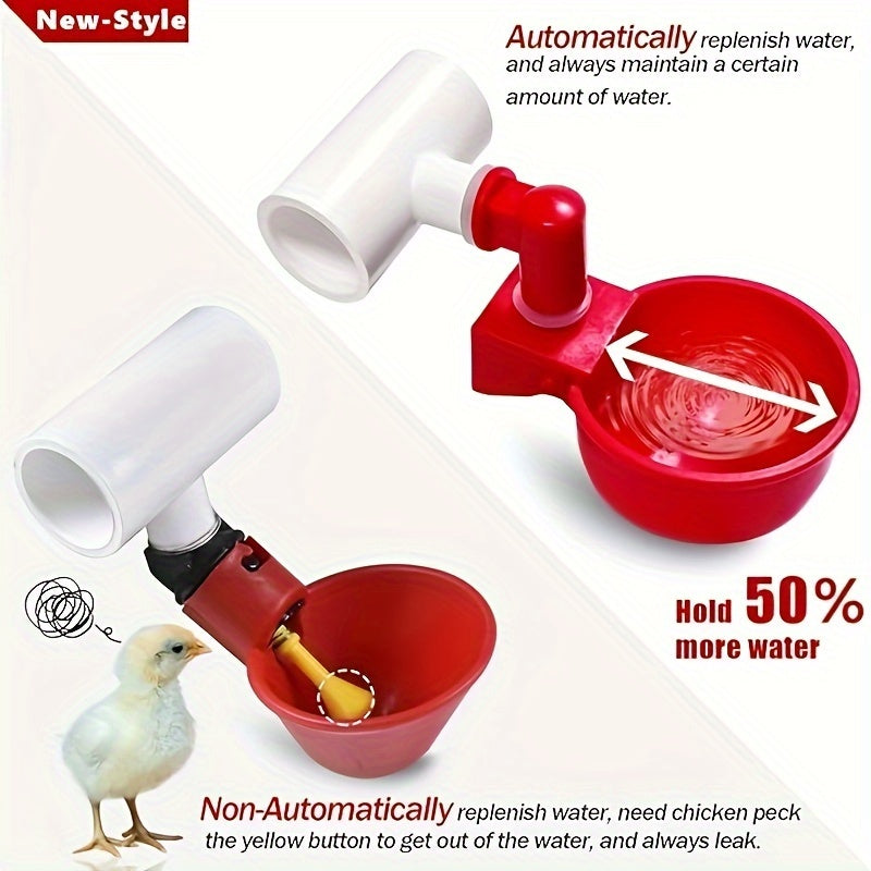 Automatic Poultry Waterer Kit with Leak-Proof PVC Cups for Chickens Ducks Quails and Turkeys