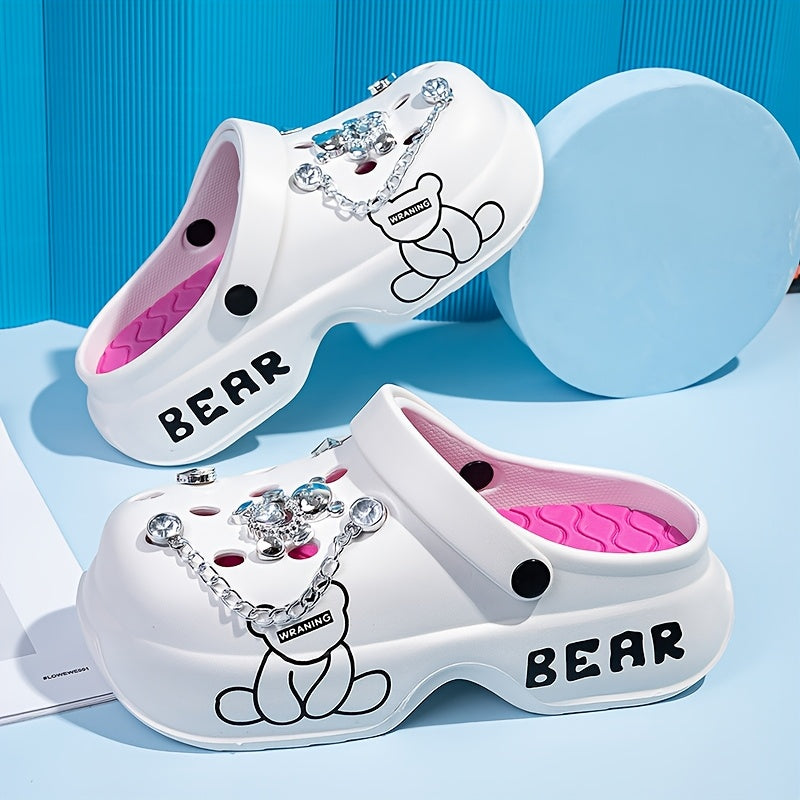 Women's Pink Bear-Themed EVA Slippers Soft Comfortable All-Season Fashion