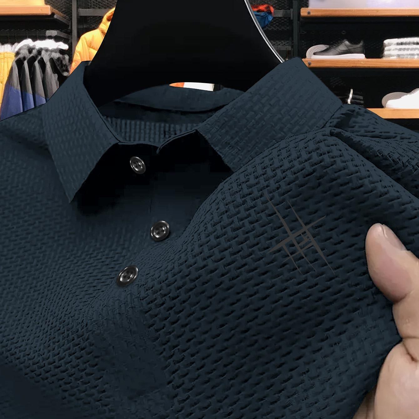 Men's Summer Shirt with Letter Print Breathable Nylon Blend Regular Fit