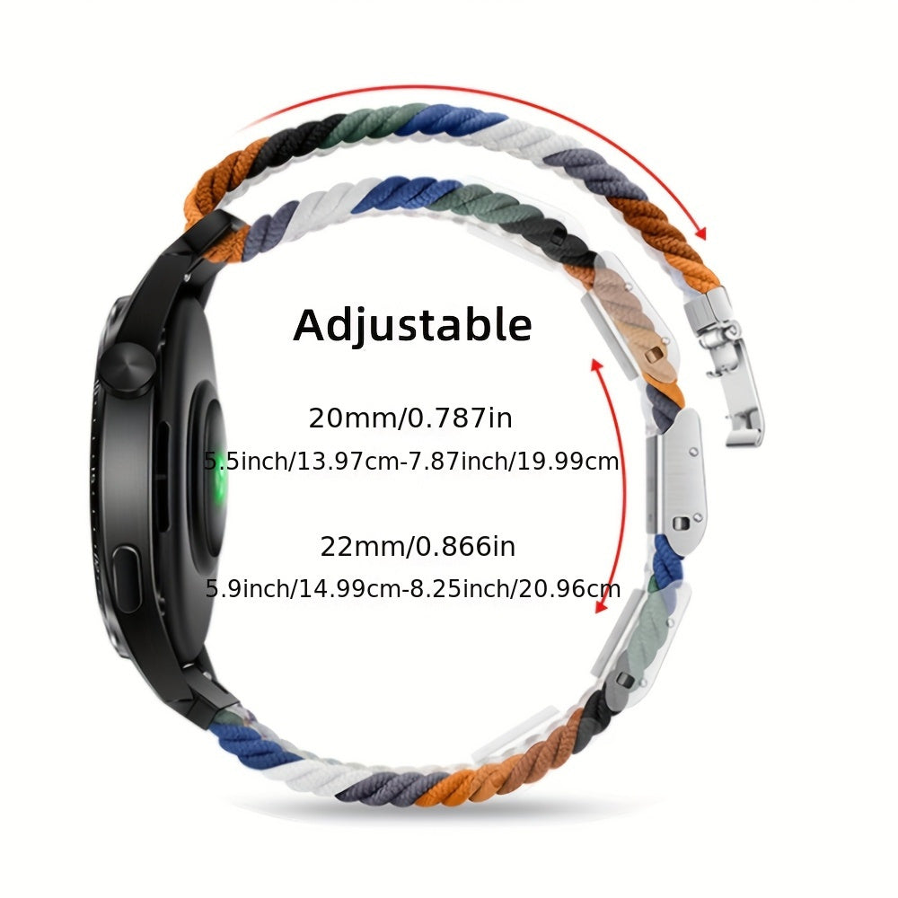 Nylon Braided Sport Loop Band for Galaxy Watch 4 5 6 7 and Active 2 3 4 5 22mm Strap for Men Women