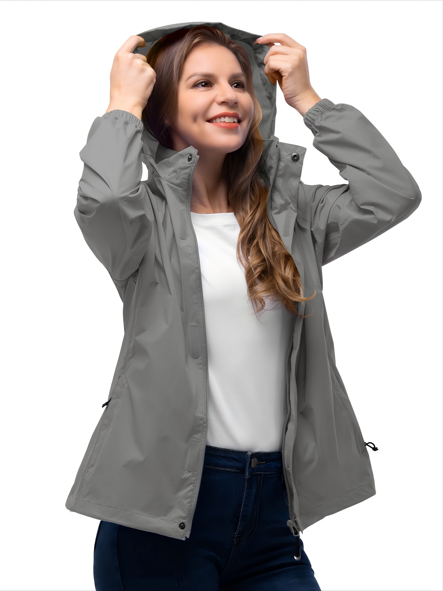 Women's Packable Windbreaker Jacket Lightweight Shell Coat with Hood for Outdoor Activities