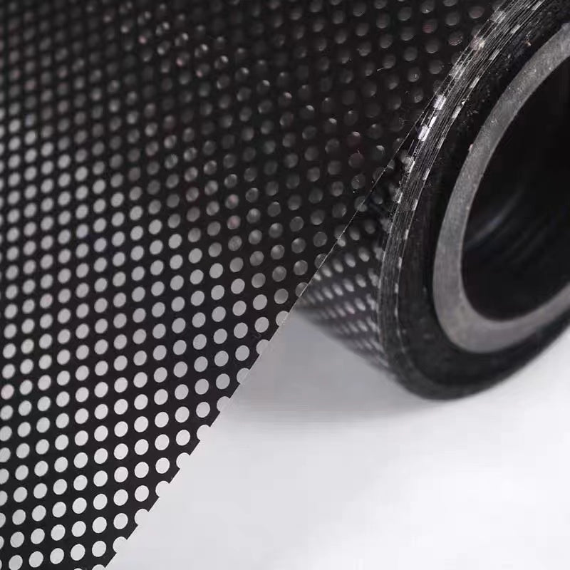 Stained Glass Window Privacy Film Black Vinyl One-Way Perforated UV Sun Blocking