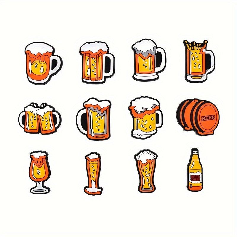 12 Pcs PVC Beer Shoe Charms Wholesale Garden Sandal Shoe Decorations