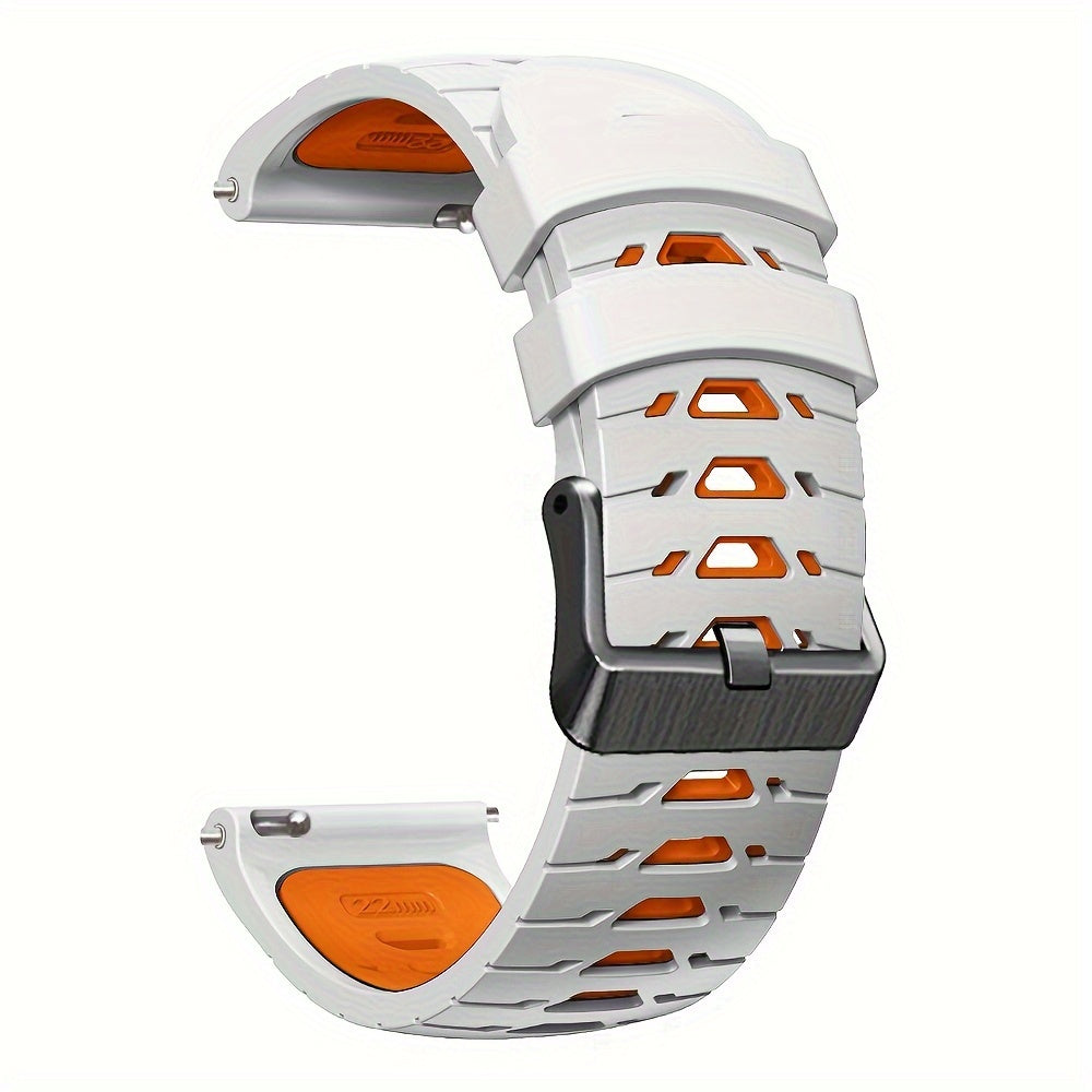 22mm Two-Tone Silicone Smart Watch Strap Breathable Adjustable Replacement for Sports Watches