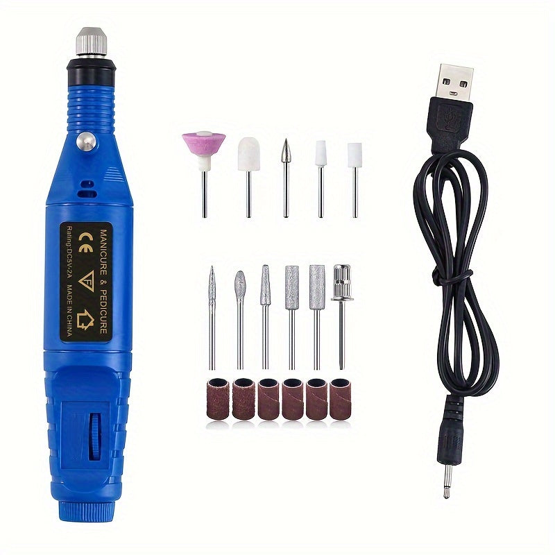 Профессиональный набор из 11 предметов для полировки ногтей работает от USB, не имеет запаха и прост в использовании для ухода за ногами, руками и ногтями, идеально подходит для салона или домашнего использования.