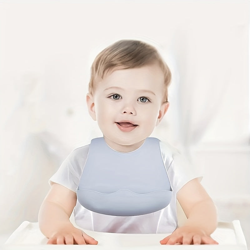 Baby Silicone Bib for Children 0-6 Years Waterproof Oil-Resistant Easy to Clean Adjustable