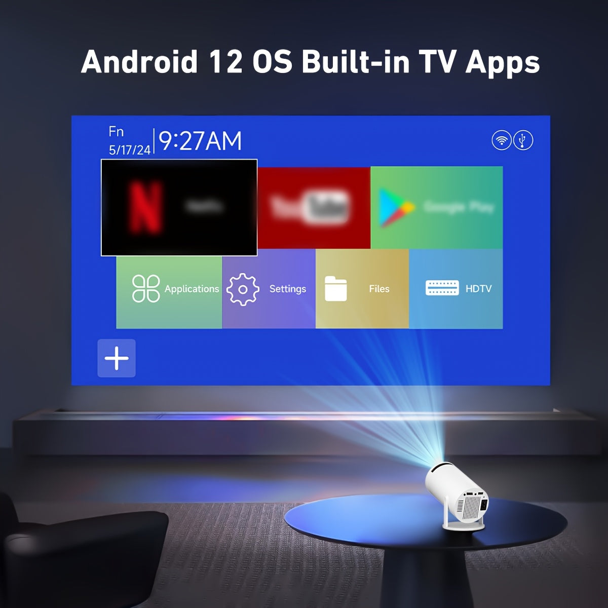 Mini Projector Supports 4K Video Wireless Portable Screen for Smartphones