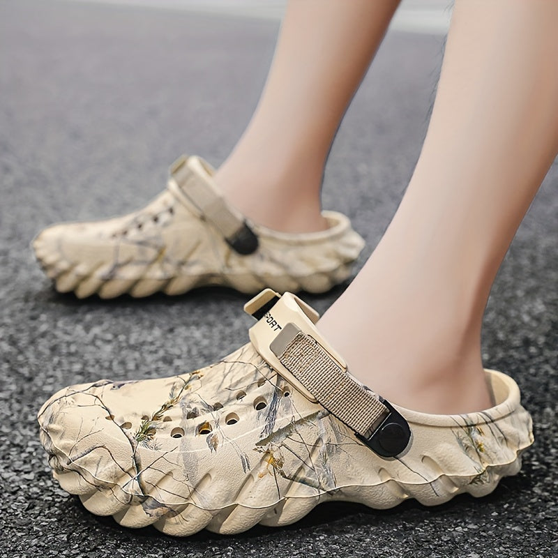 Erkaklar uchun uslubiy yozgi qopqoq, naqshli EVA materialdan tayyorlangan, plyaj uchun sozlanadigan kamar.