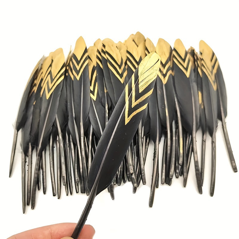 Set of 20 Bohemian Natural Golden Duck Feathers for Crafting Jewelry and Home Decor 11.94-17.78 cm