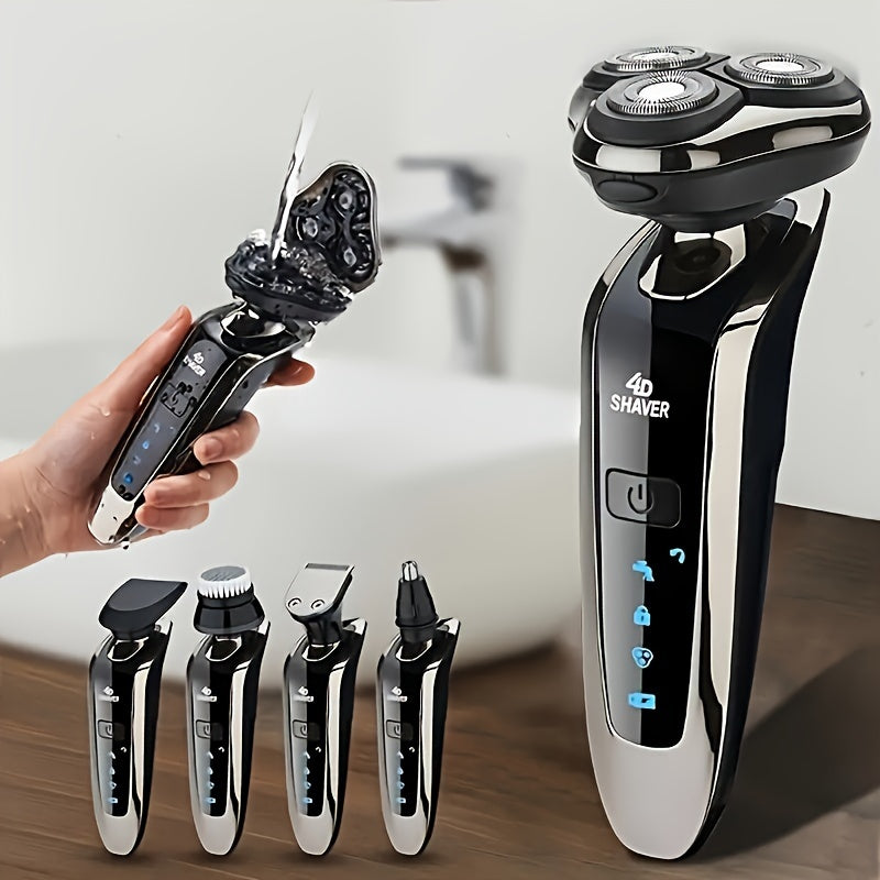 Men's Electric Shaver Set 5-in-1 Rechargeable Trimmer and Cleaning Brush