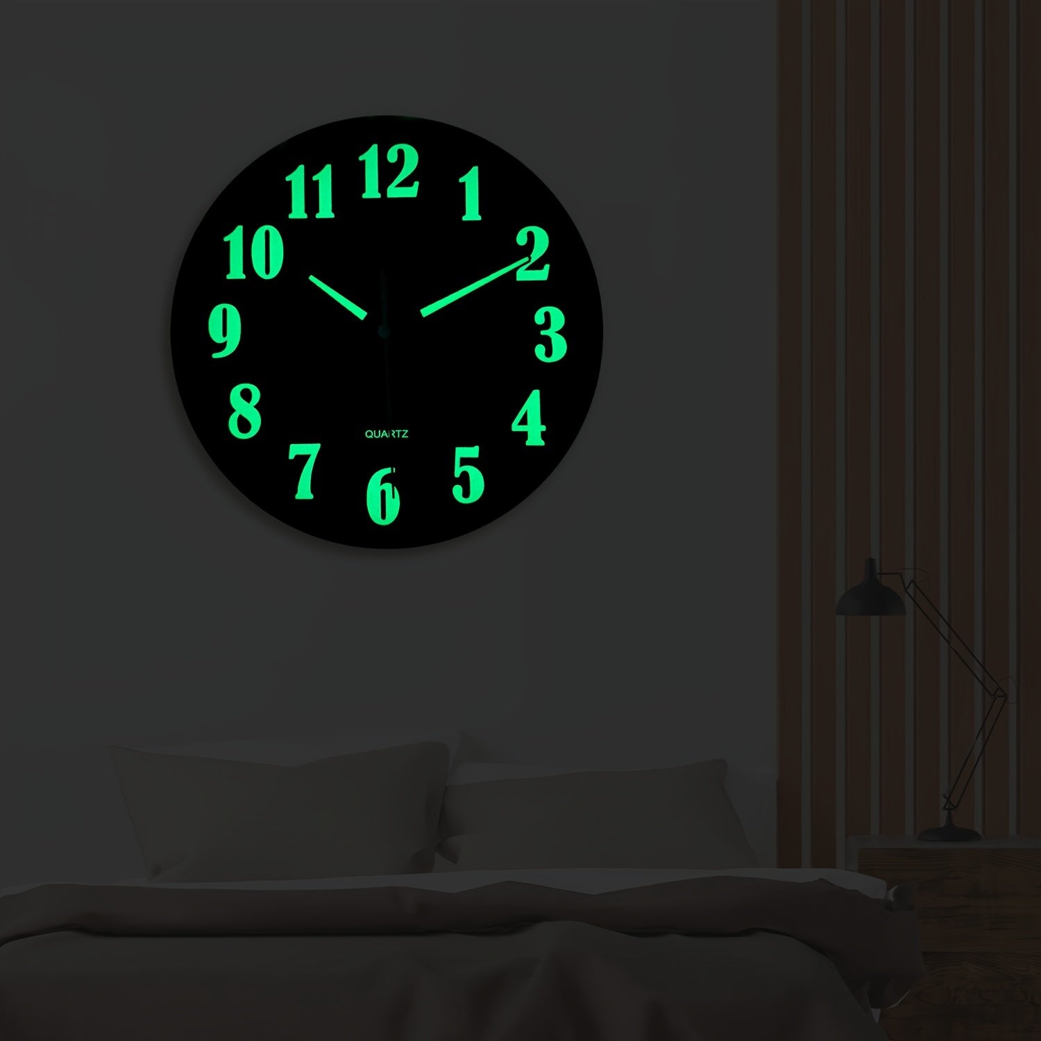8-Inch Wall Clock with Luminous Green Numerals Silent Battery-Powered for Living Room Bedroom Outdoor