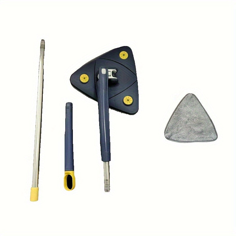 Triangle Mop Set with Adjustable Handle and Rotating Head for Home Cleaning