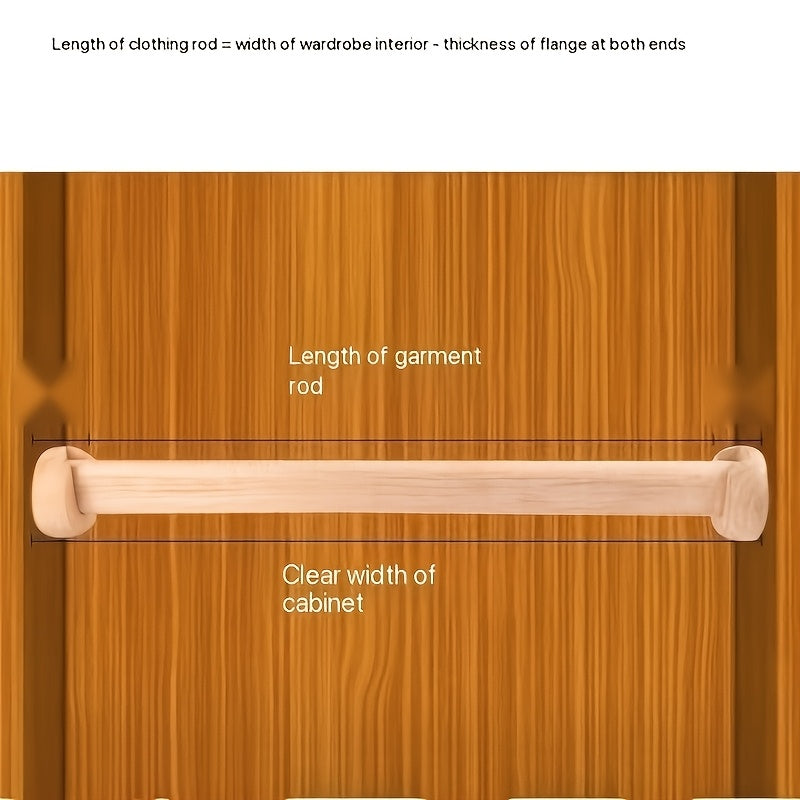 Perchero de madera de nogal macizo acabado natural, duradero, barra para armario para organización del armario