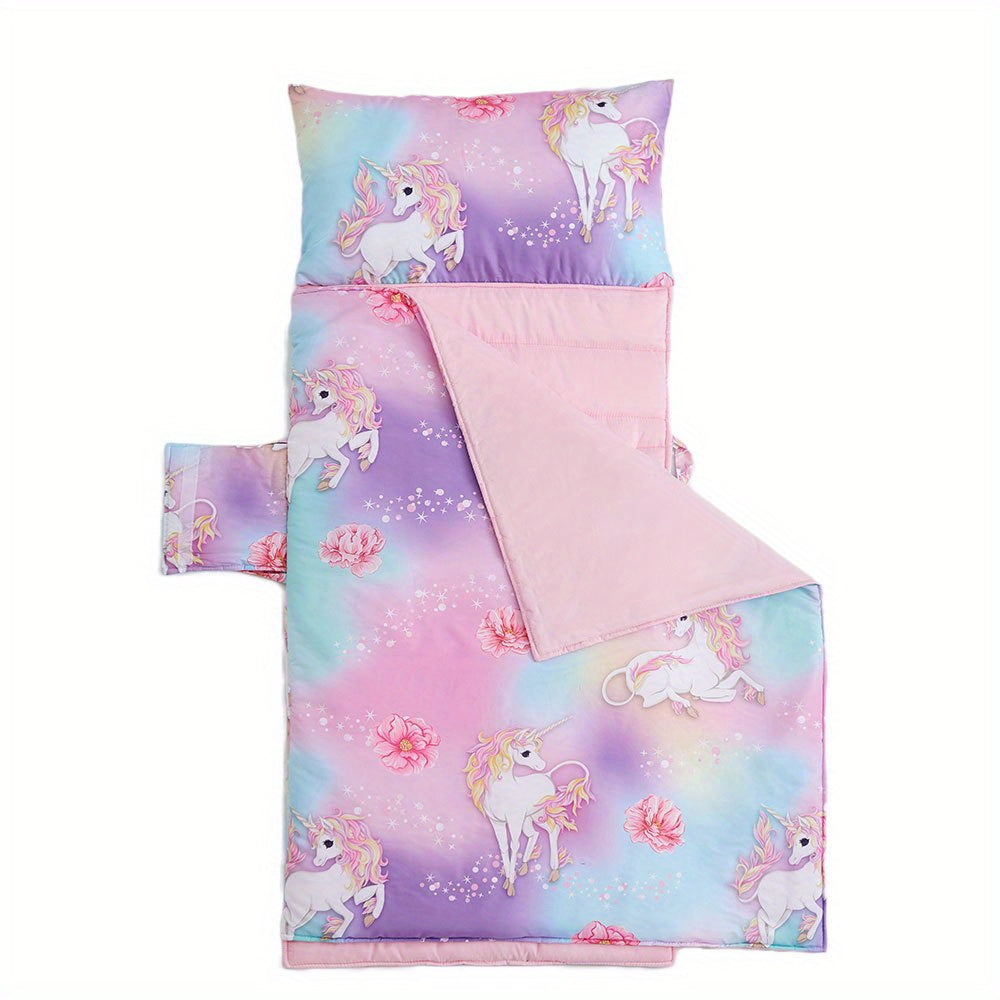 Kids Microfiber Sleeping Mat with Removable Pillow for Preschool Travel and Gifting