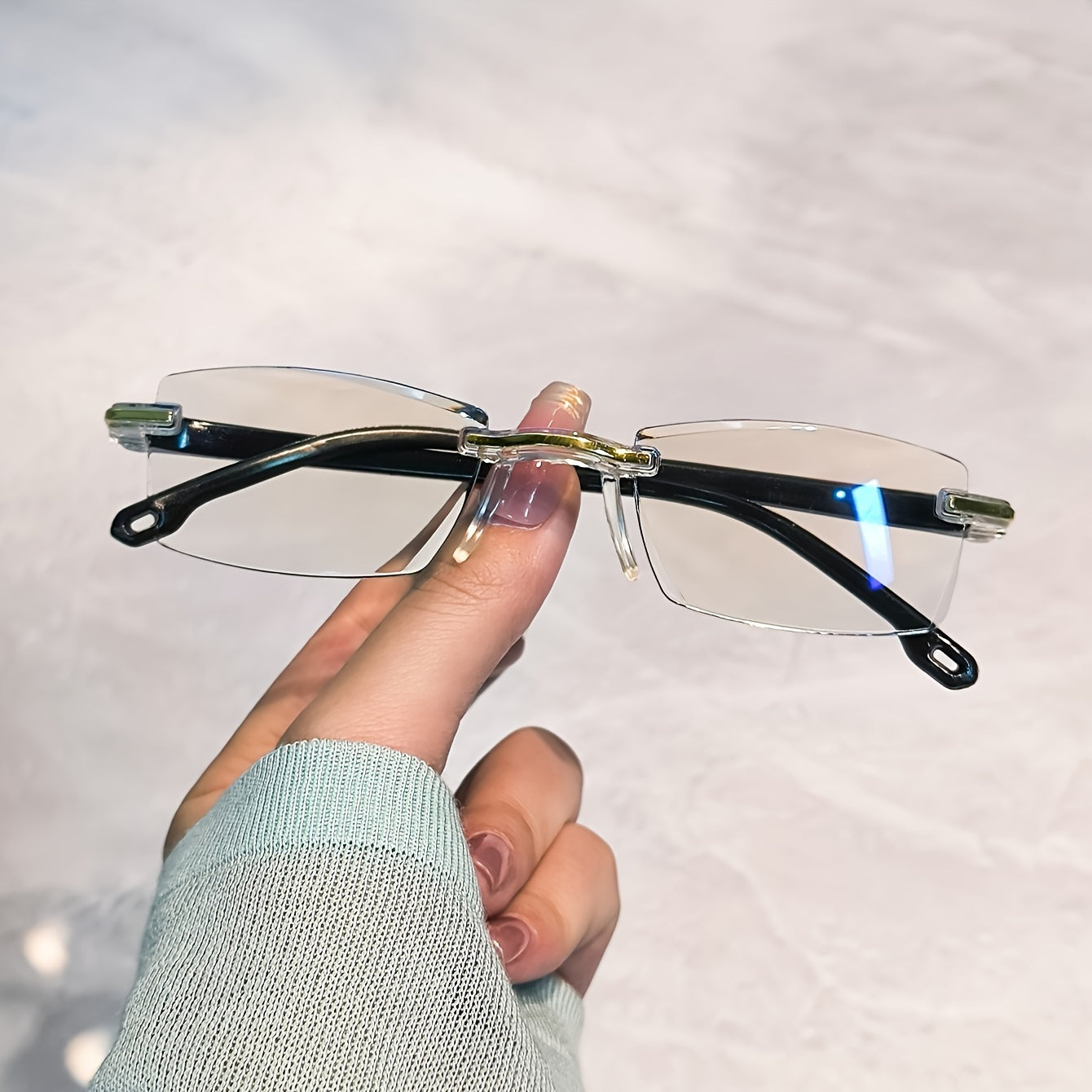 Set of 10 Blue Light Blocking Rimless Reading Glasses for Men and Women with High-Definition PC Lenses