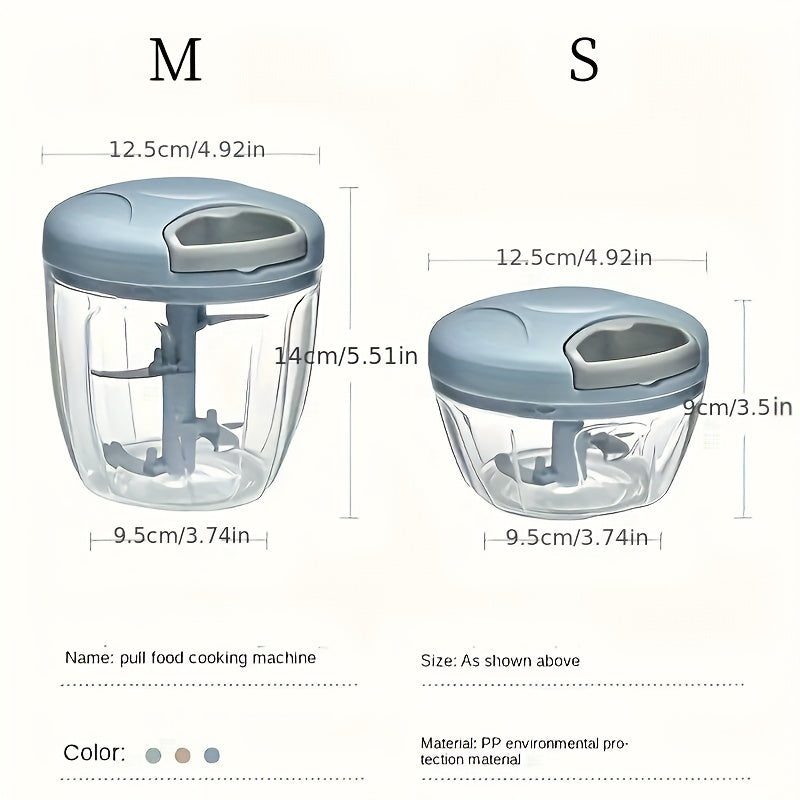 Kitchen Food Processor Set 1-2 Pieces Small Manual Vegetable Chopper with Stainless Steel Blades