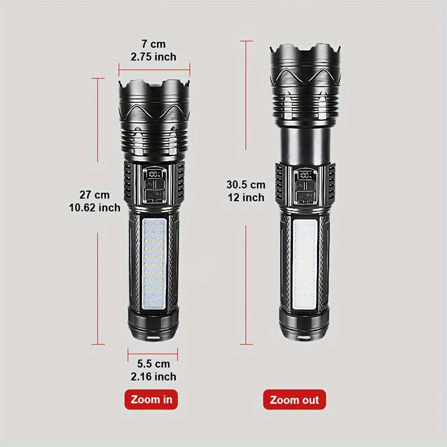 15000mAh Rechargeable LED Flashlight with Long Range Dual Controls for Camping Emergency