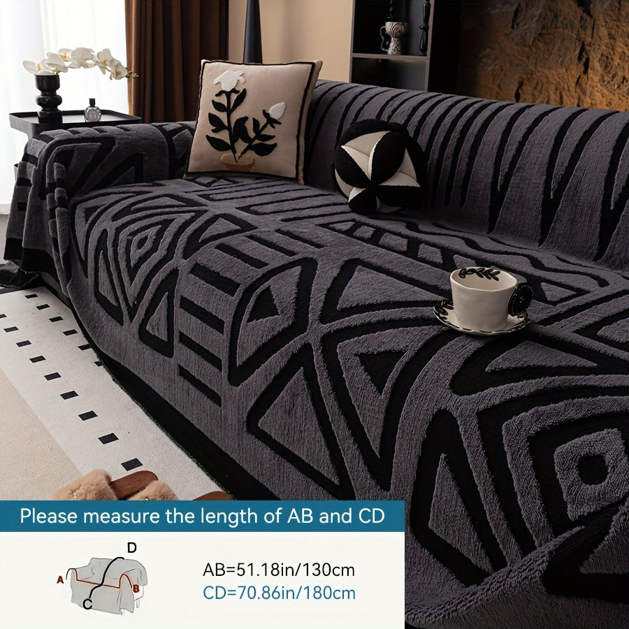 Чехол на диван Glam Style Sherpa, толстый плюш, защитник мебели, моющийся в машине, устойчивый к выцветанию, дружелюбный к питомцам, подходит для кресла, дивана-кровати, 3-4 местного секционного.